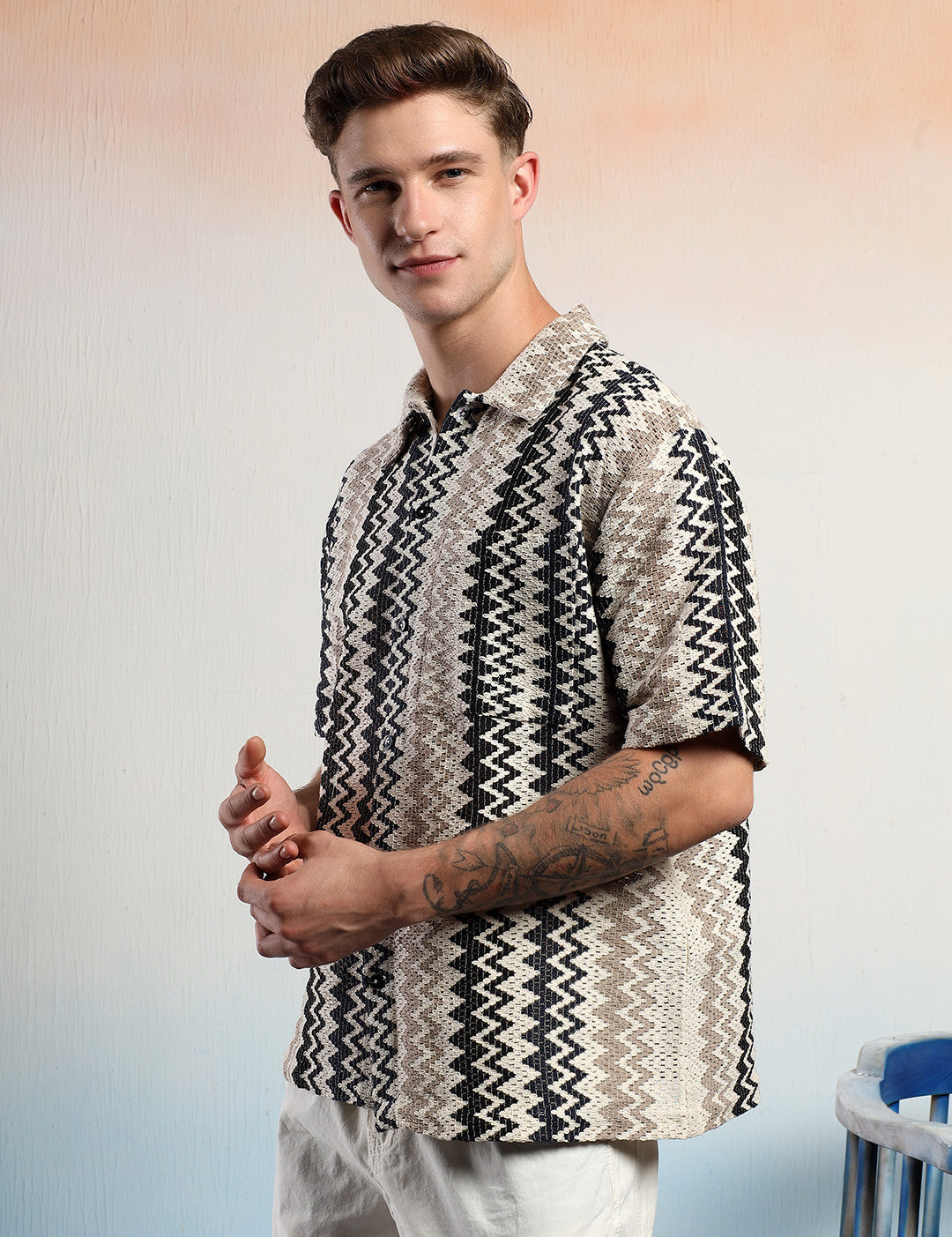 KOTTY Men Striped Casual Multicolor Shirt 