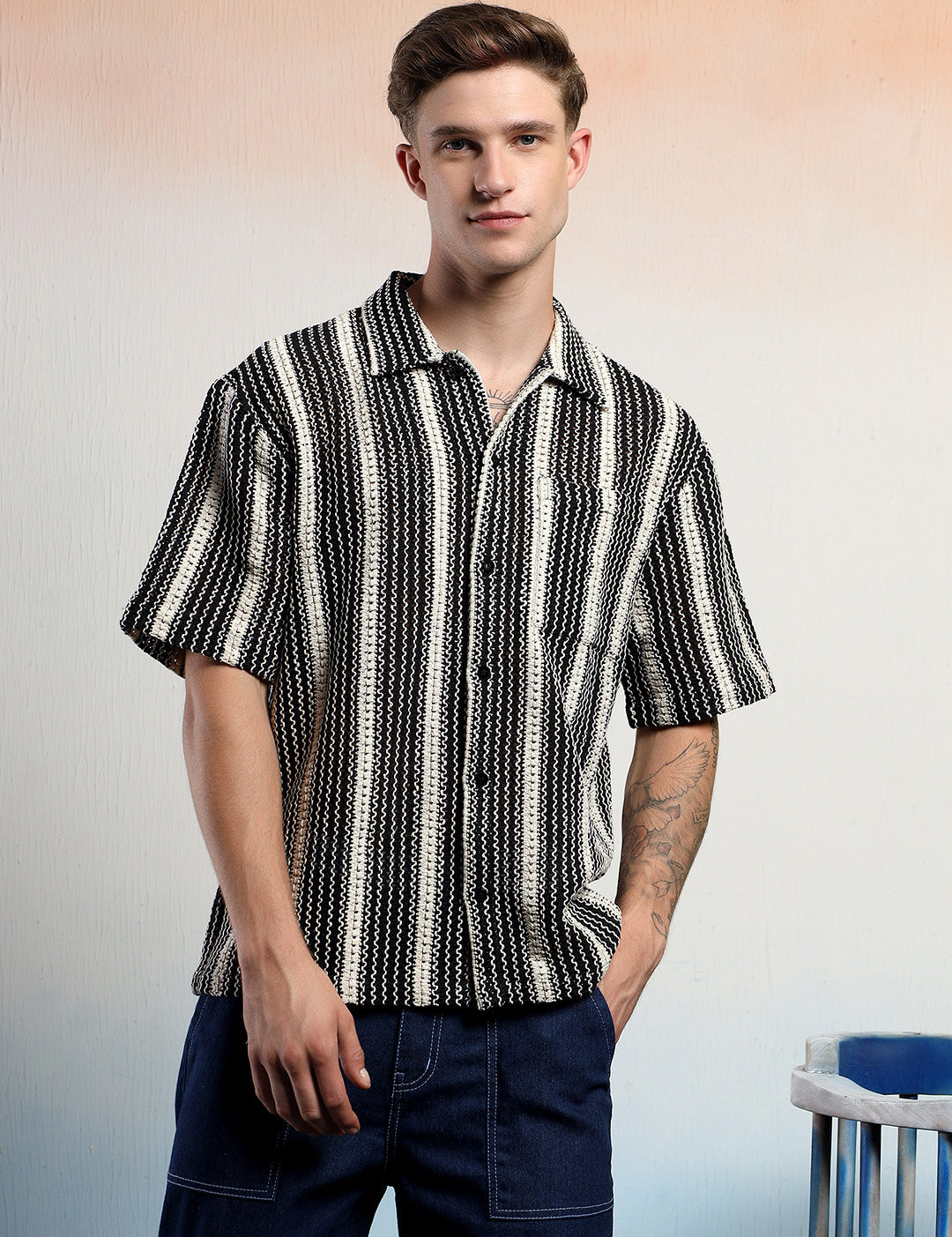 KOTTY Men Striped Casual Multicolor Shirt 