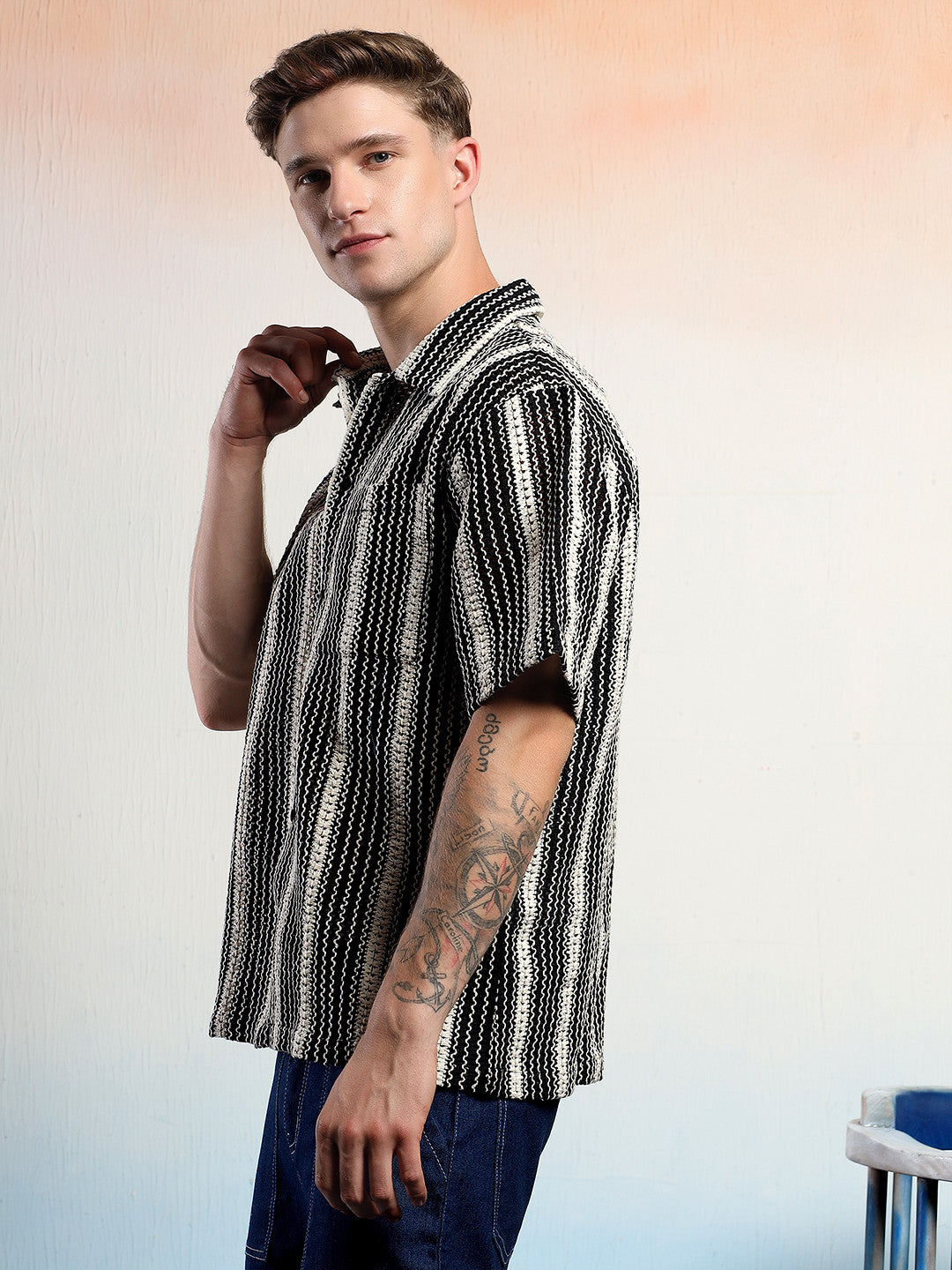 KOTTY Men Striped Casual Multicolor Shirt 