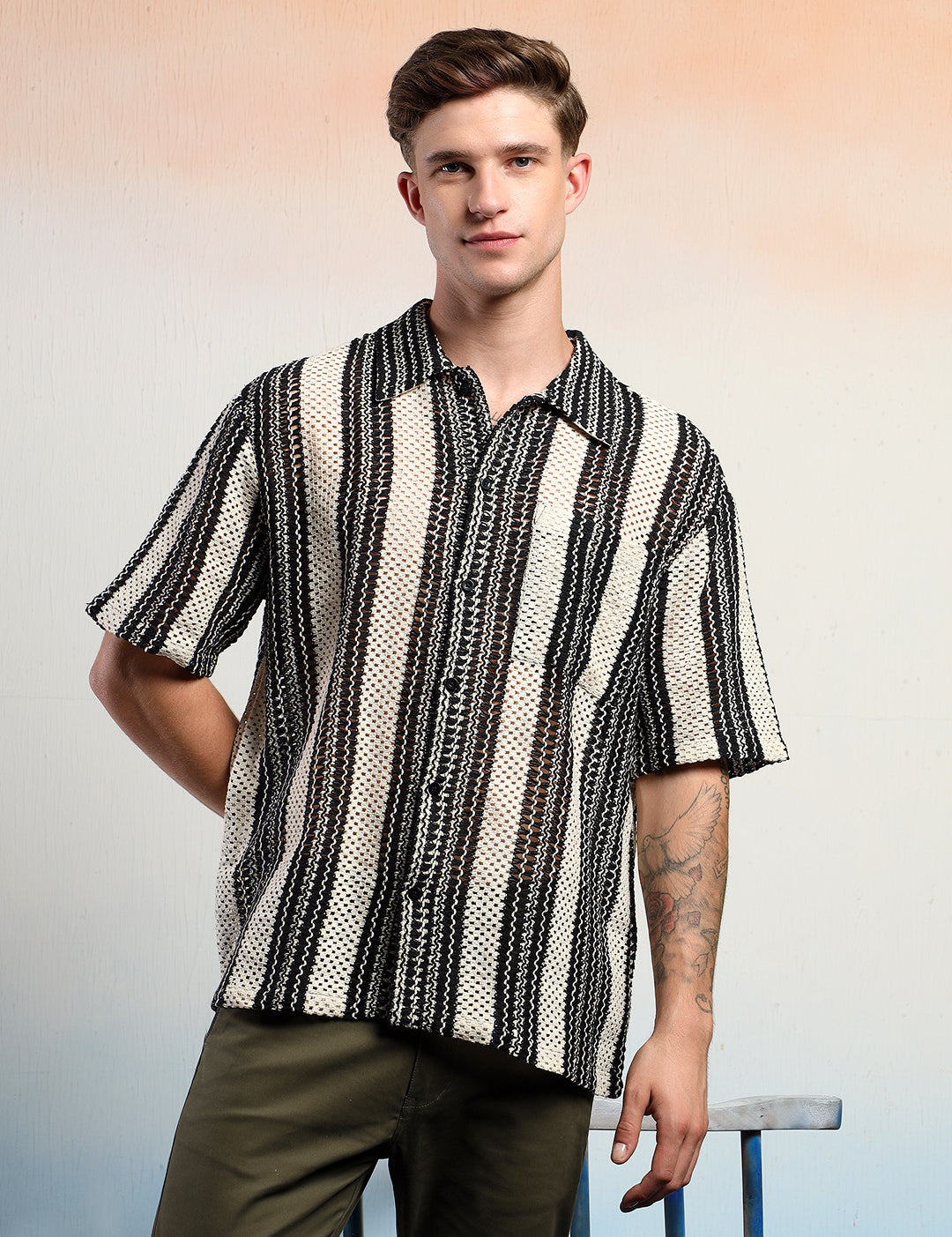 KOTTY Men Striped Casual Multicolor Shirt 