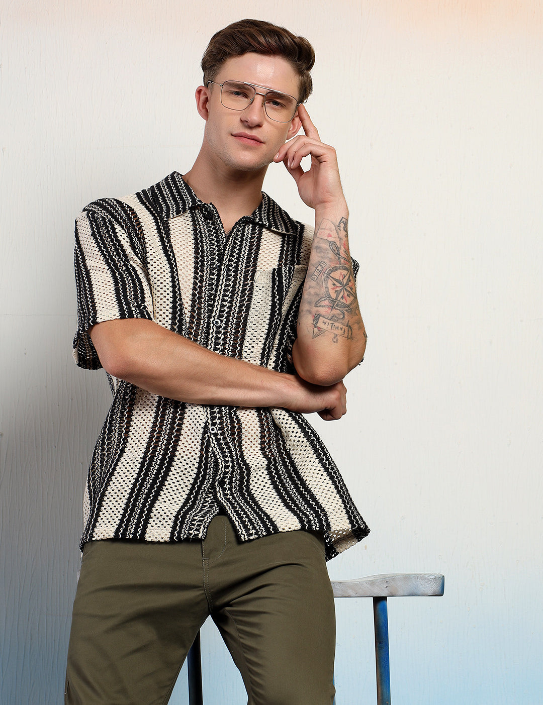 KOTTY Men Striped Casual Multicolor Shirt 