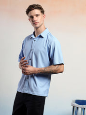 KOTTY Men Solid Casual Blue Shirt 