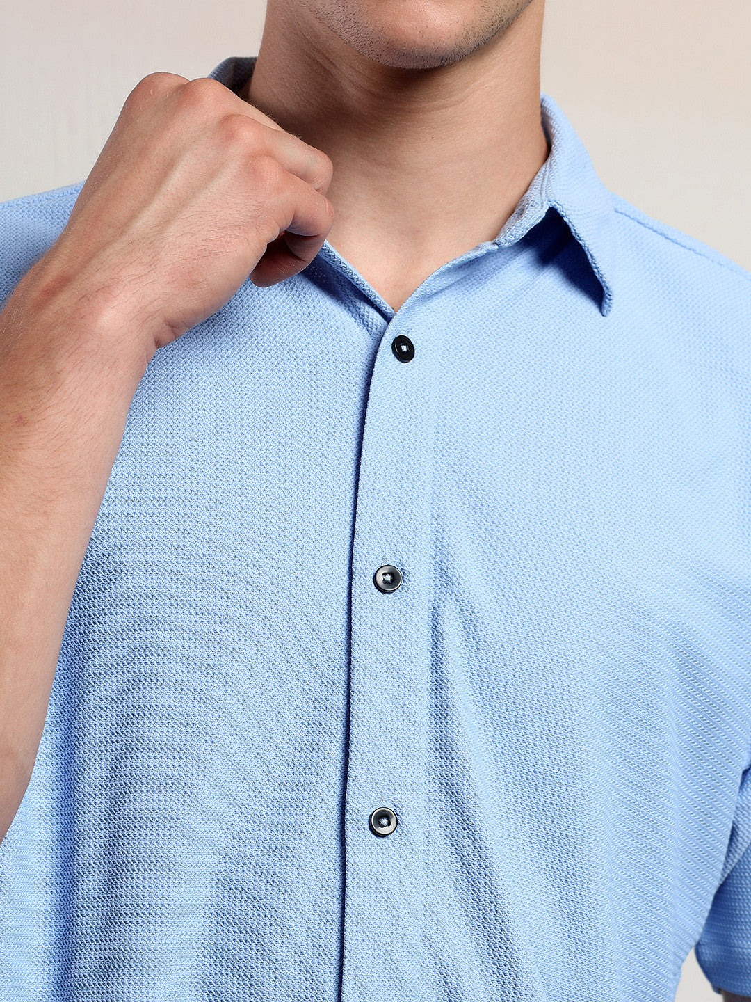 KOTTY Men Solid Casual Blue Shirt 