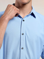 KOTTY Men Solid Casual Blue Shirt 