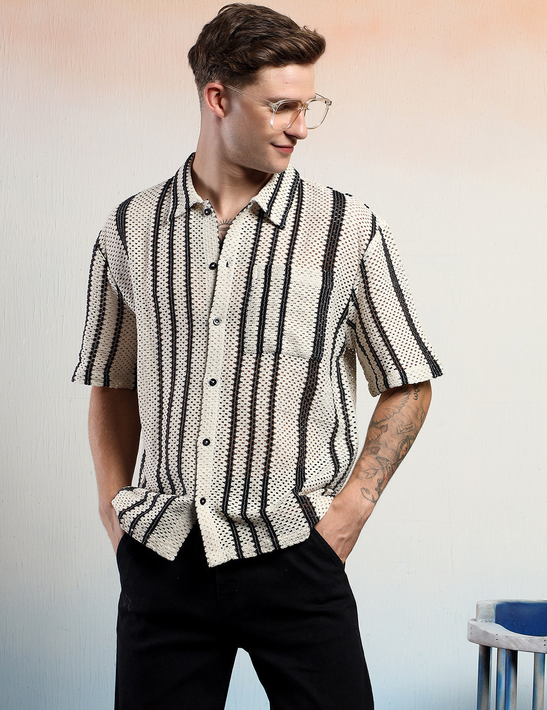 KOTTY Men Striped Casual Multicolor Shirt 