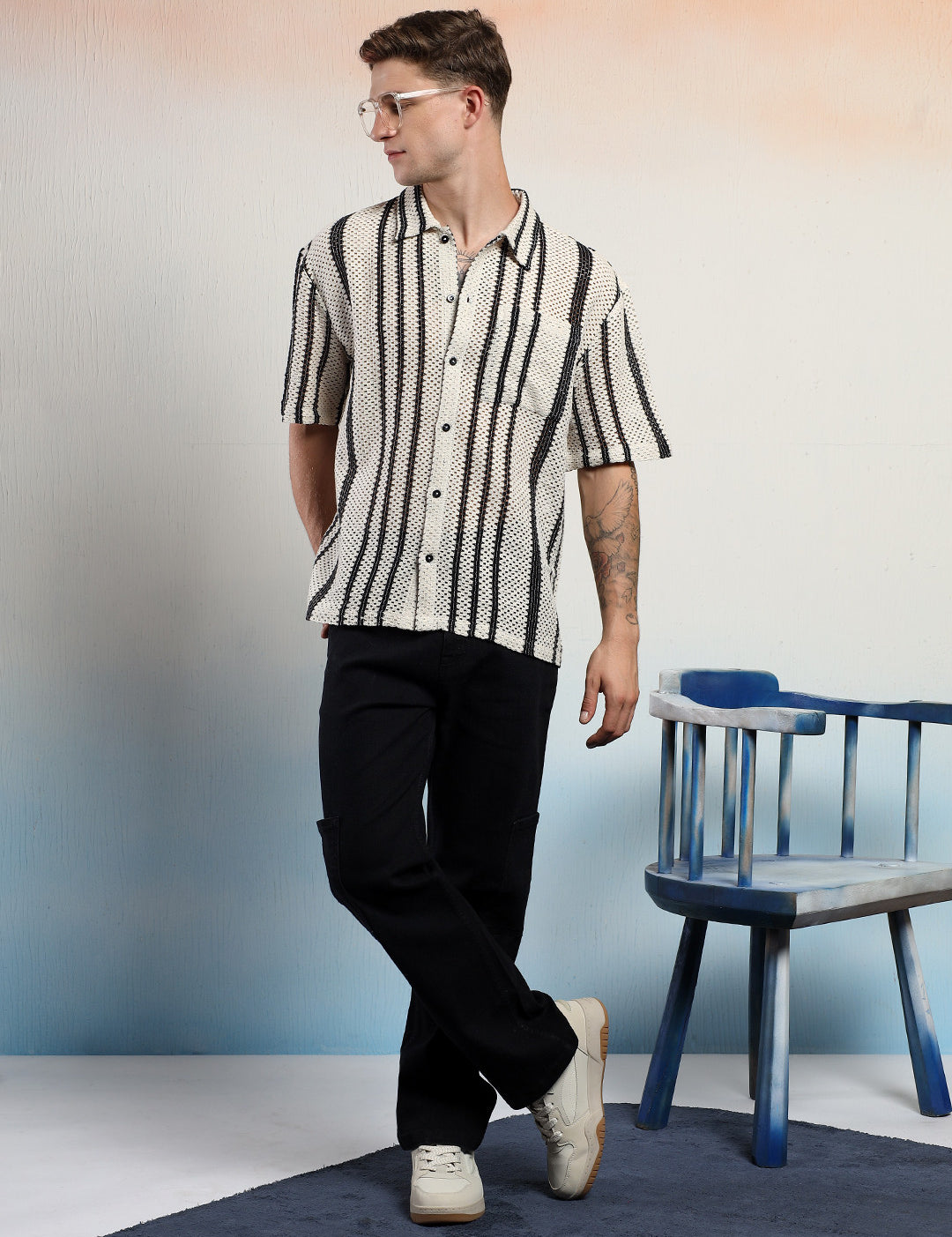 KOTTY Men Striped Casual Multicolor Shirt 