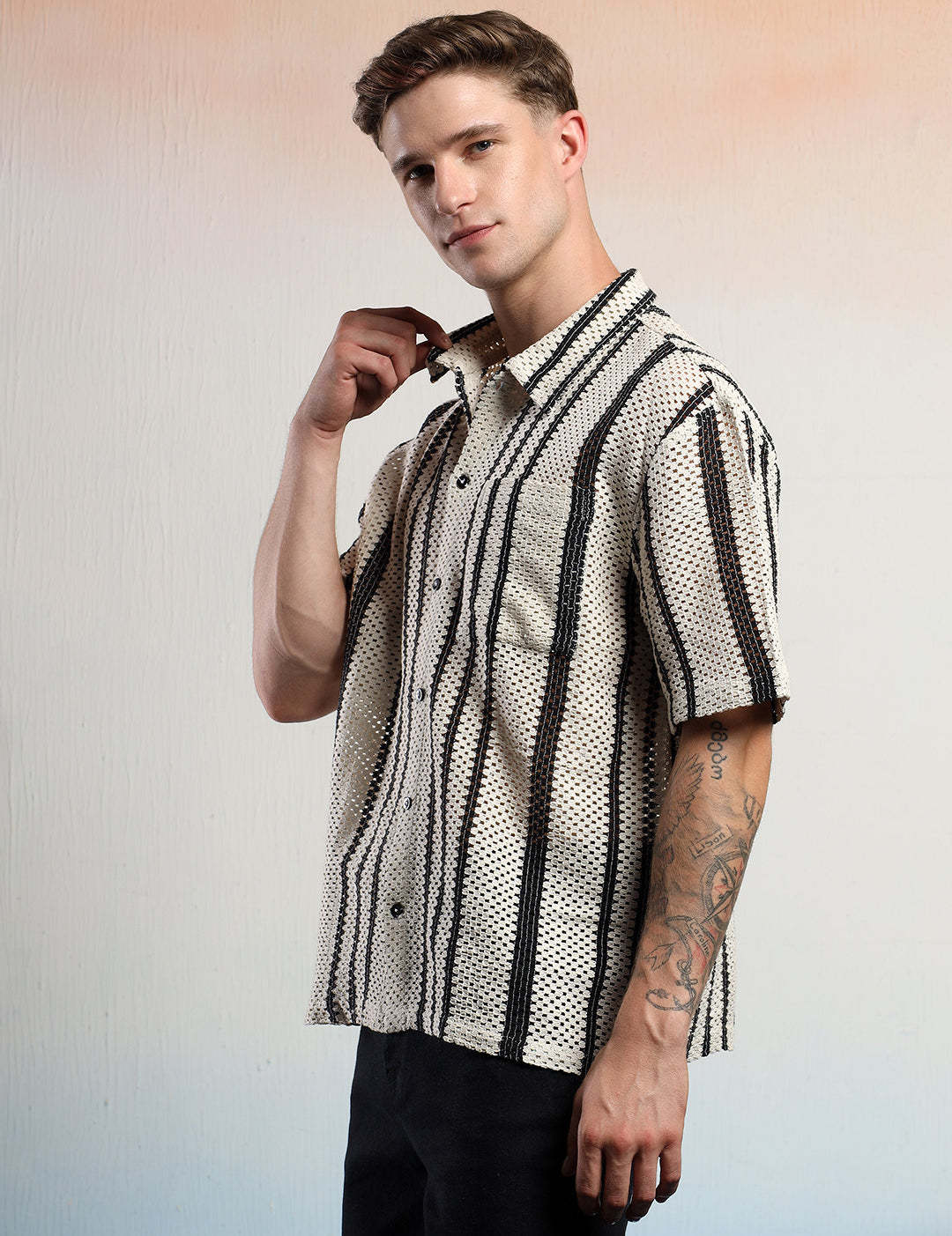 KOTTY Men Striped Casual Multicolor Shirt 