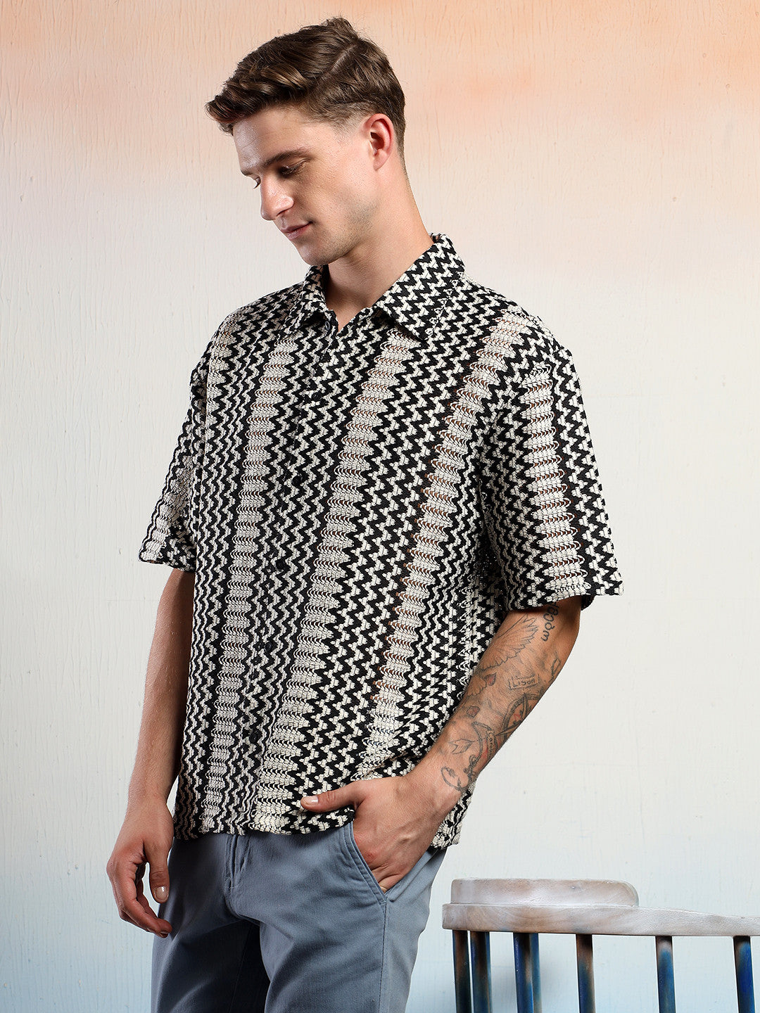 KOTTY Men Striped Casual Multicolor Shirt 