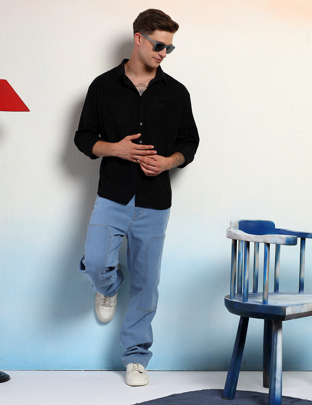 KOTTY Men Solid Casual Black Shirt 