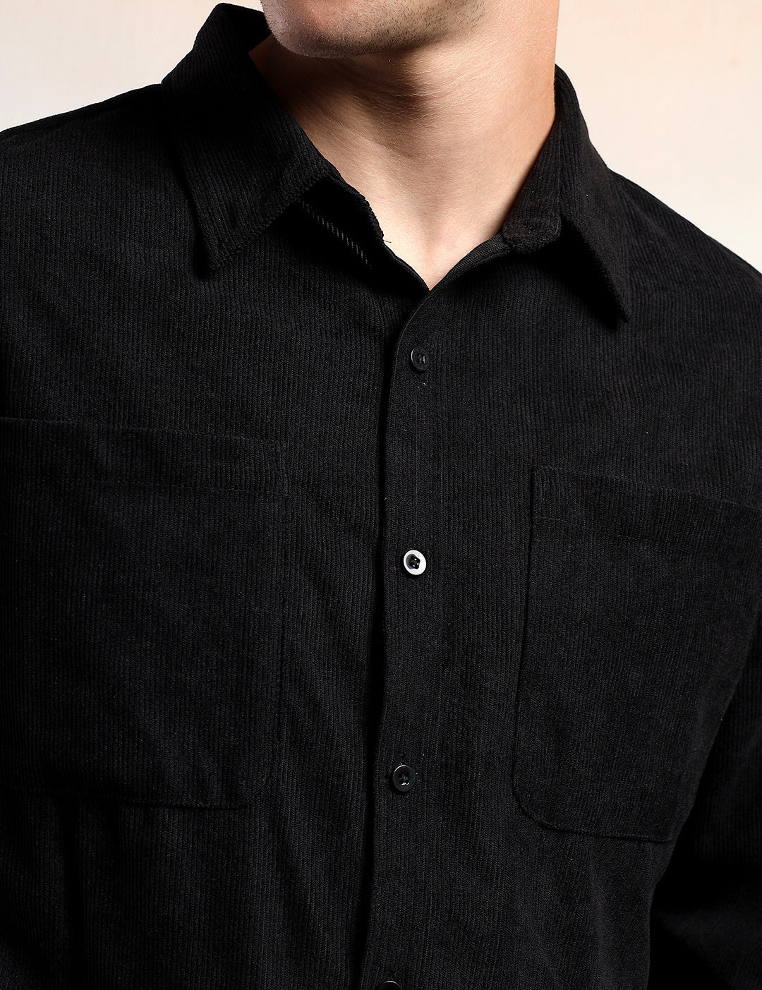 KOTTY Men Solid Casual Black Shirt 