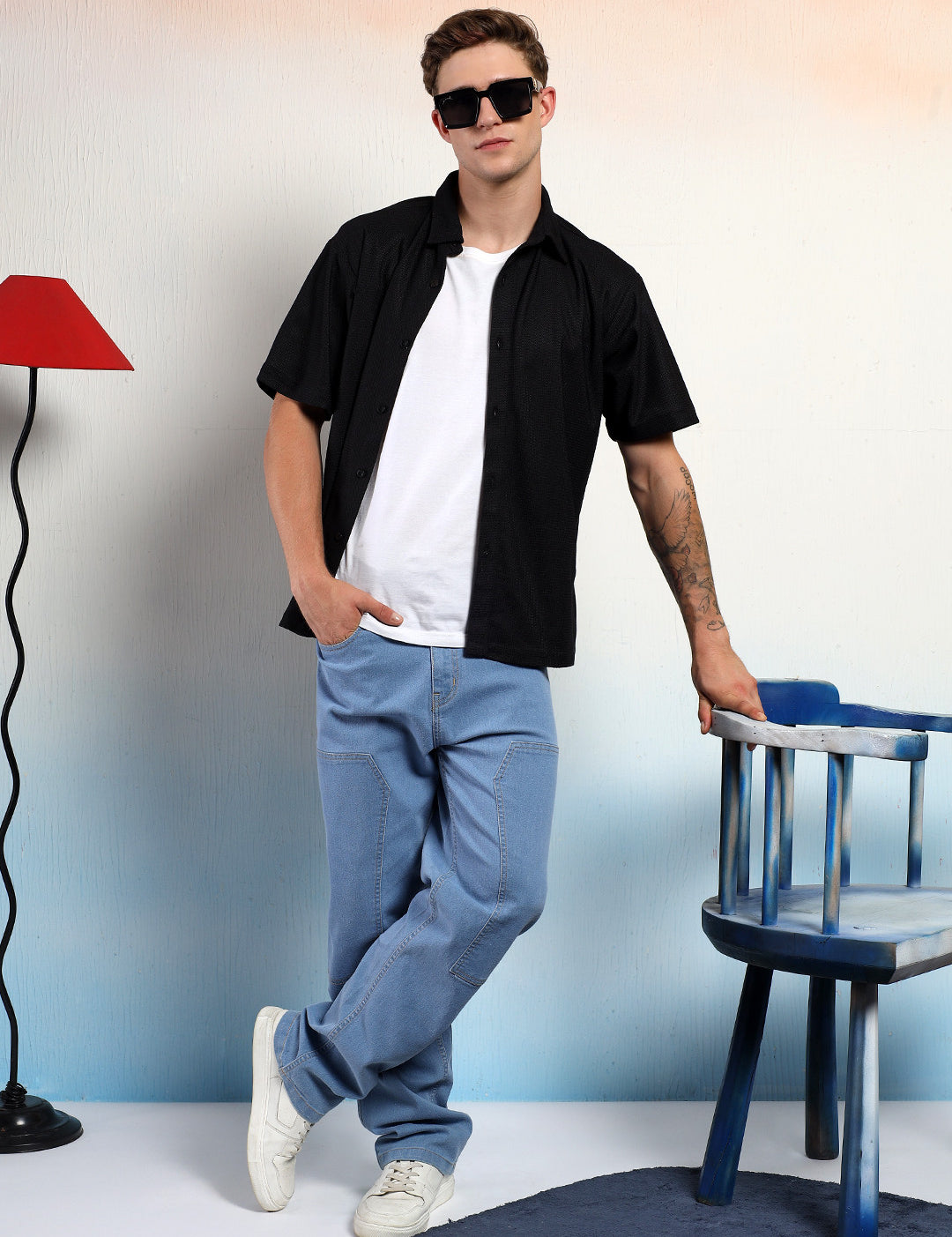 KOTTY Men Solid Casual Black Shirt 