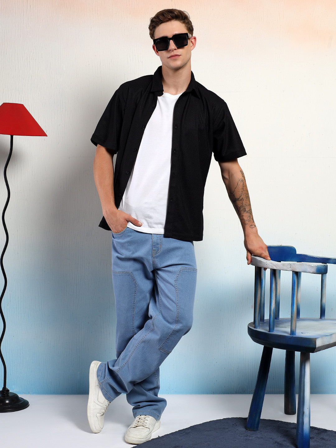 KOTTY Men Solid Casual Black Shirt 