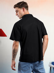KOTTY Men Solid Casual Black Shirt 