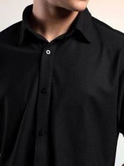KOTTY Men Solid Casual Black Shirt 