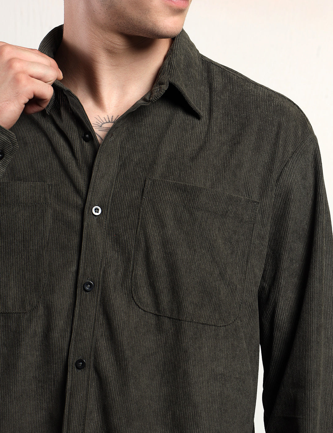 KOTTY Men Solid Casual Green Shirt 