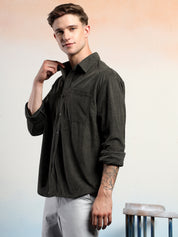 KOTTY Men Solid Casual Green Shirt 