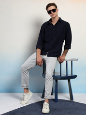 KOTTY Men Solid Casual Blue Shirt 