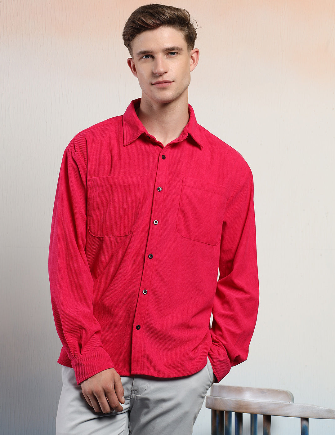 KOTTY Men Solid Casual Red Shirt 