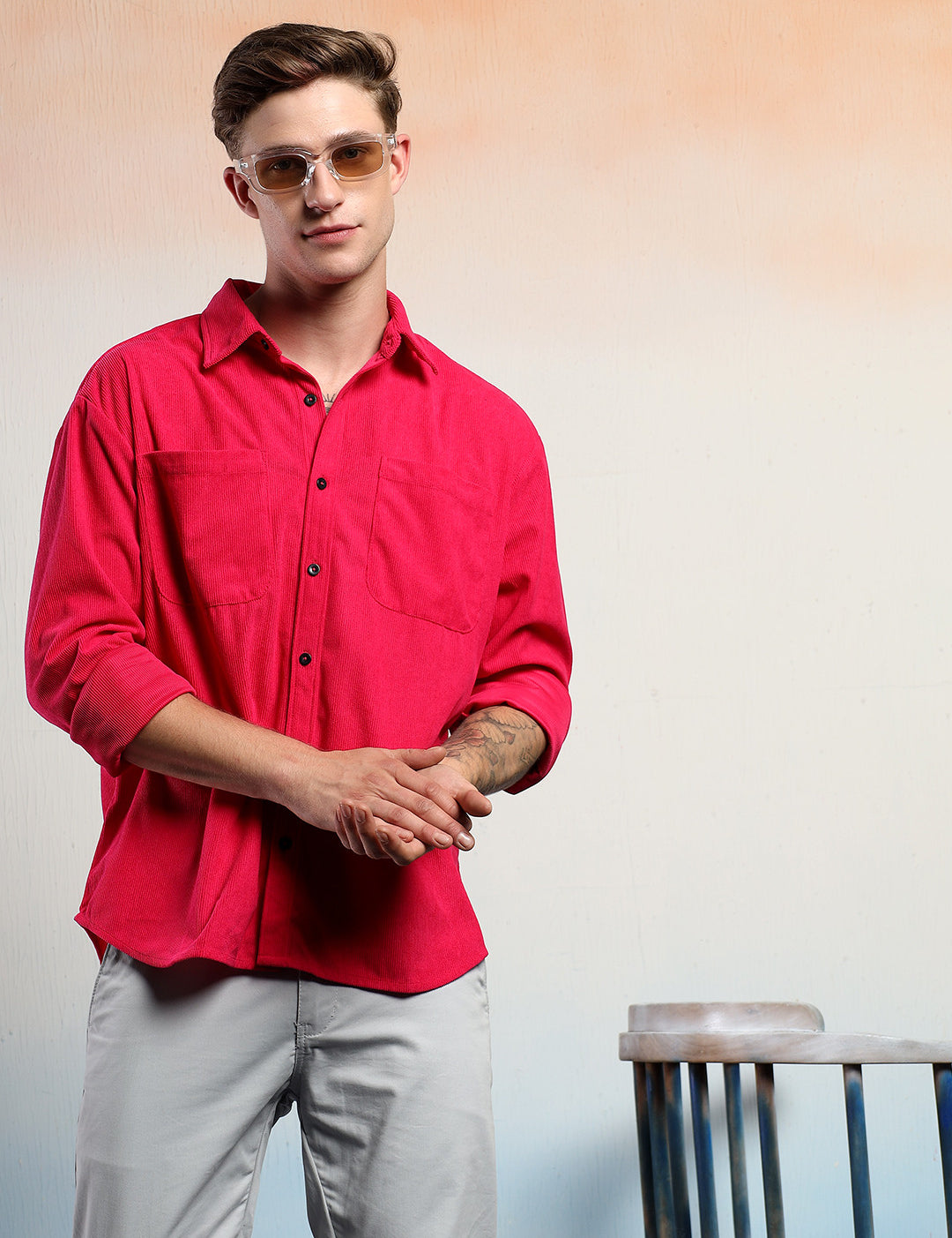 KOTTY Men Solid Casual Red Shirt 