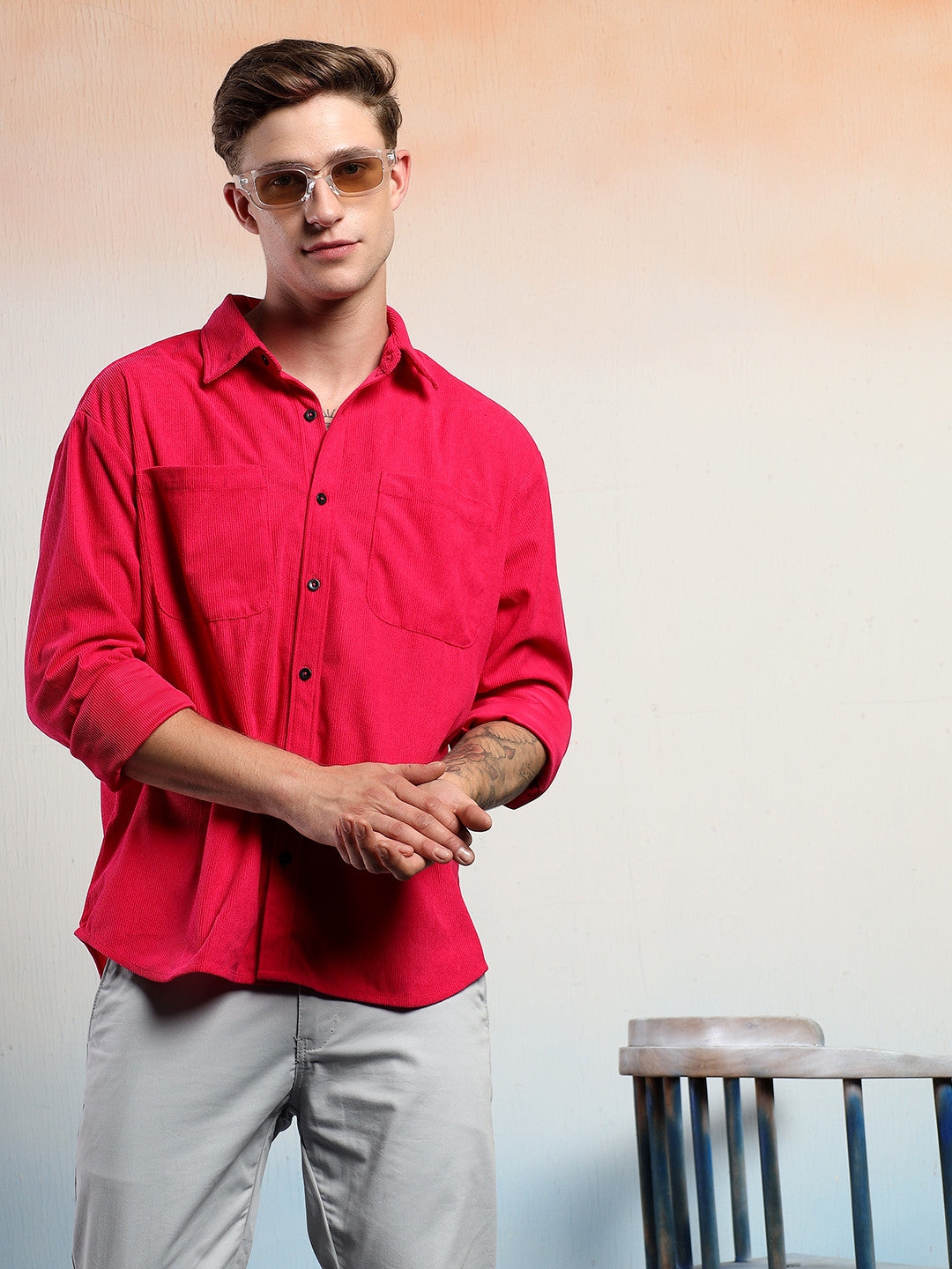 KOTTY Men Solid Casual Red Shirt 