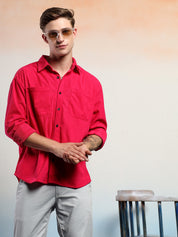 KOTTY Men Solid Casual Red Shirt 