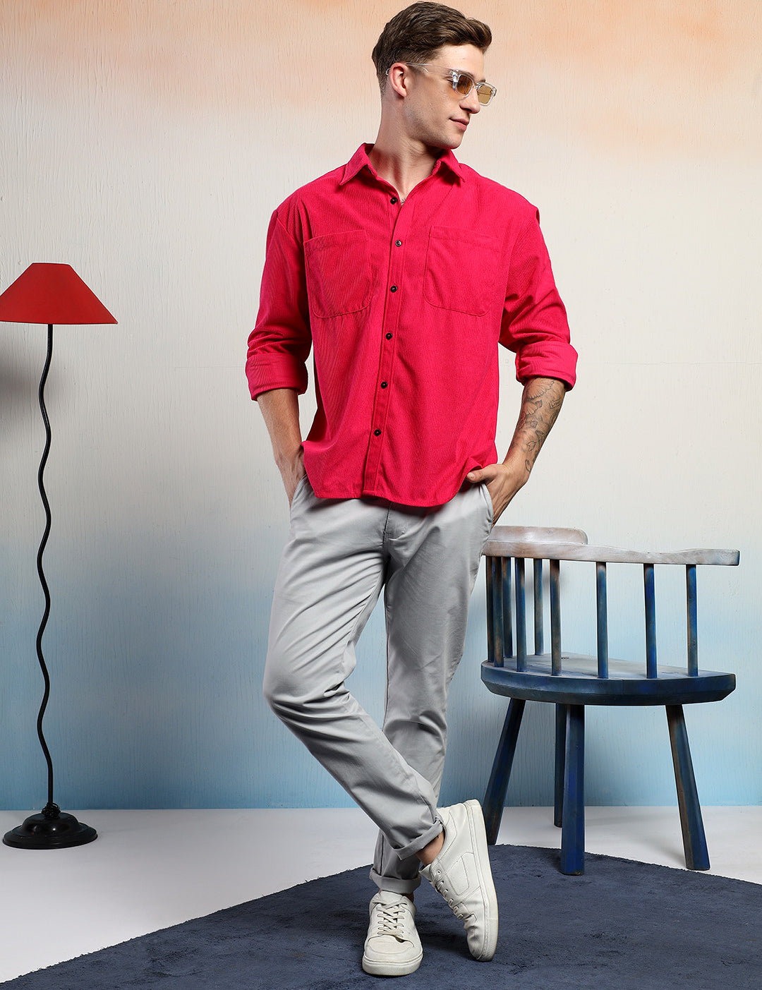 KOTTY Men Solid Casual Red Shirt 