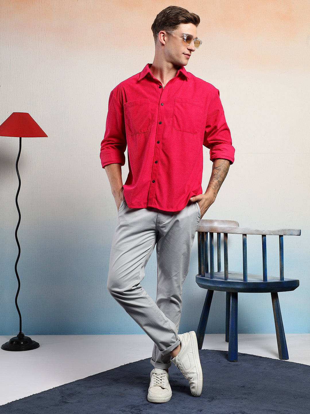 KOTTY Men Solid Casual Red Shirt 