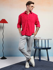 KOTTY Men Solid Casual Red Shirt 