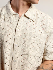 KOTTY Men Striped Casual Beige Shirt 