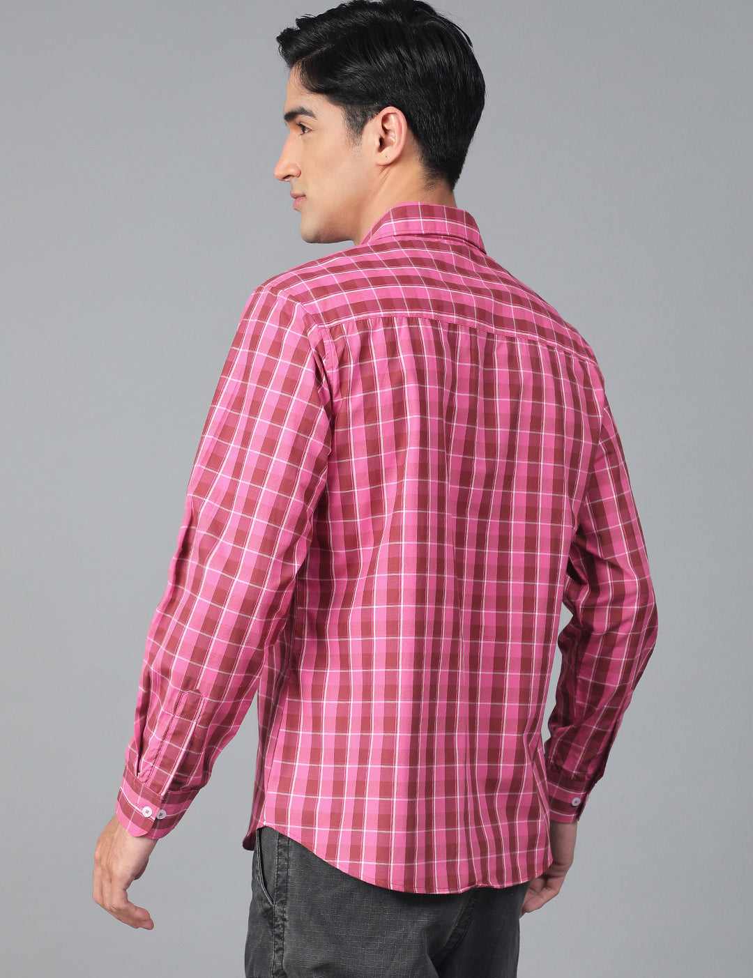 KOTTY Men Checkered Casual Pink, Maroon, White Shirt 
