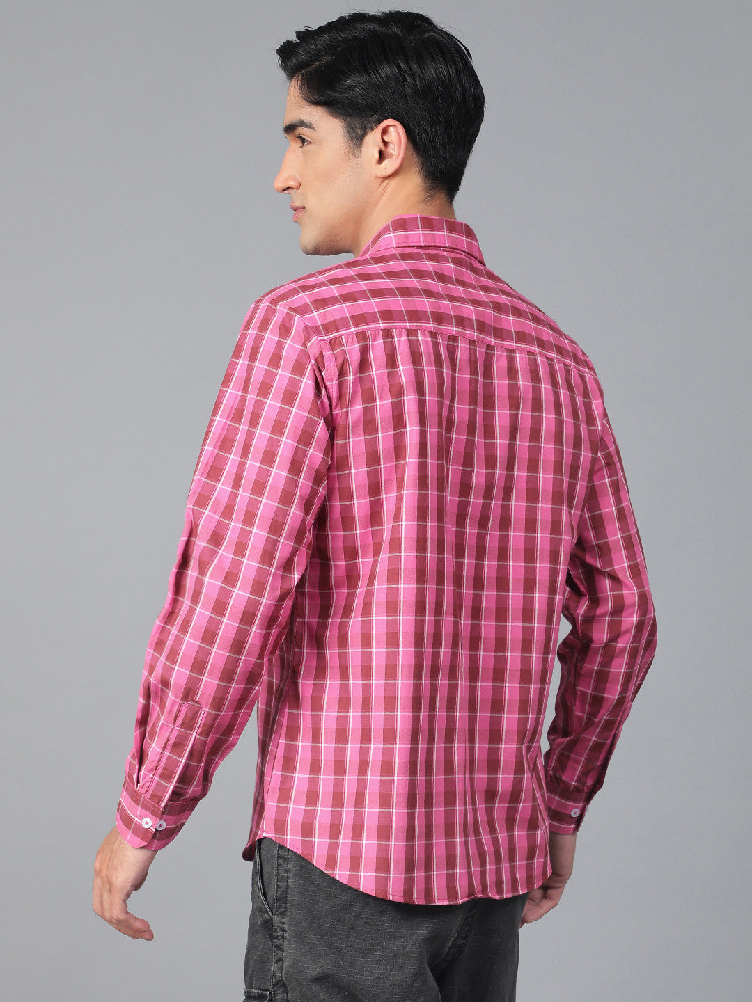 KOTTY Men Checkered Casual Pink, Maroon, White Shirt 