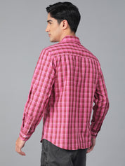 KOTTY Men Checkered Casual Pink, Maroon, White Shirt 