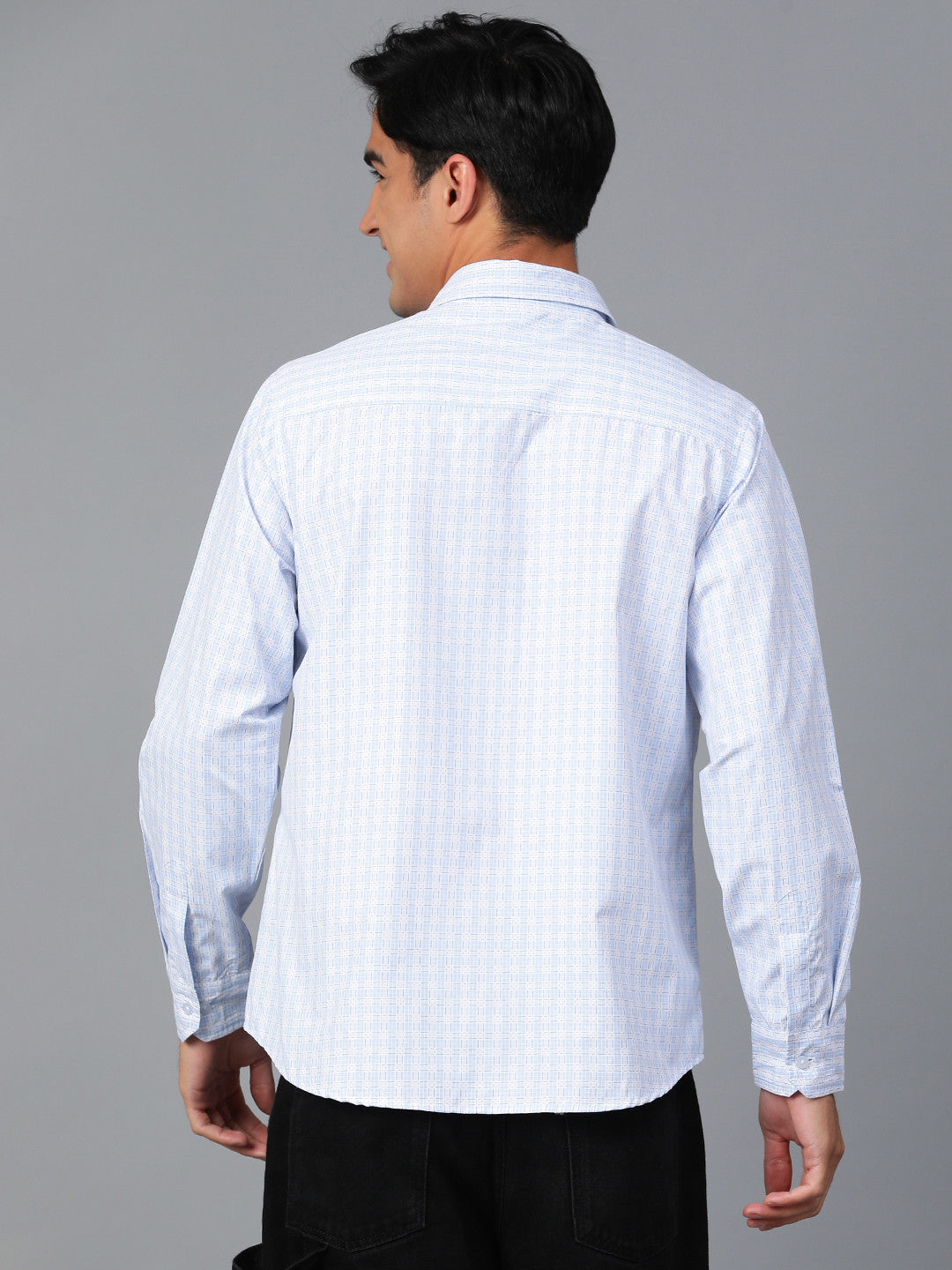 KOTTY Men Printed Casual Light Blue, White Shirt 