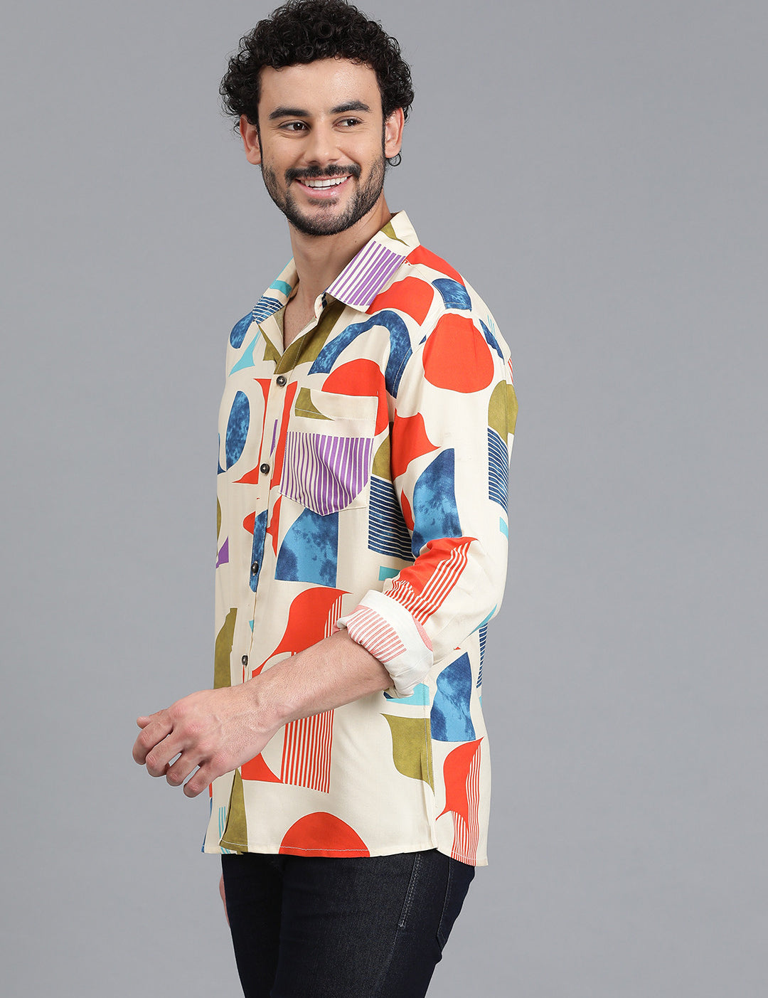 KOTTY Men Printed Casual Multicolor Shirt 