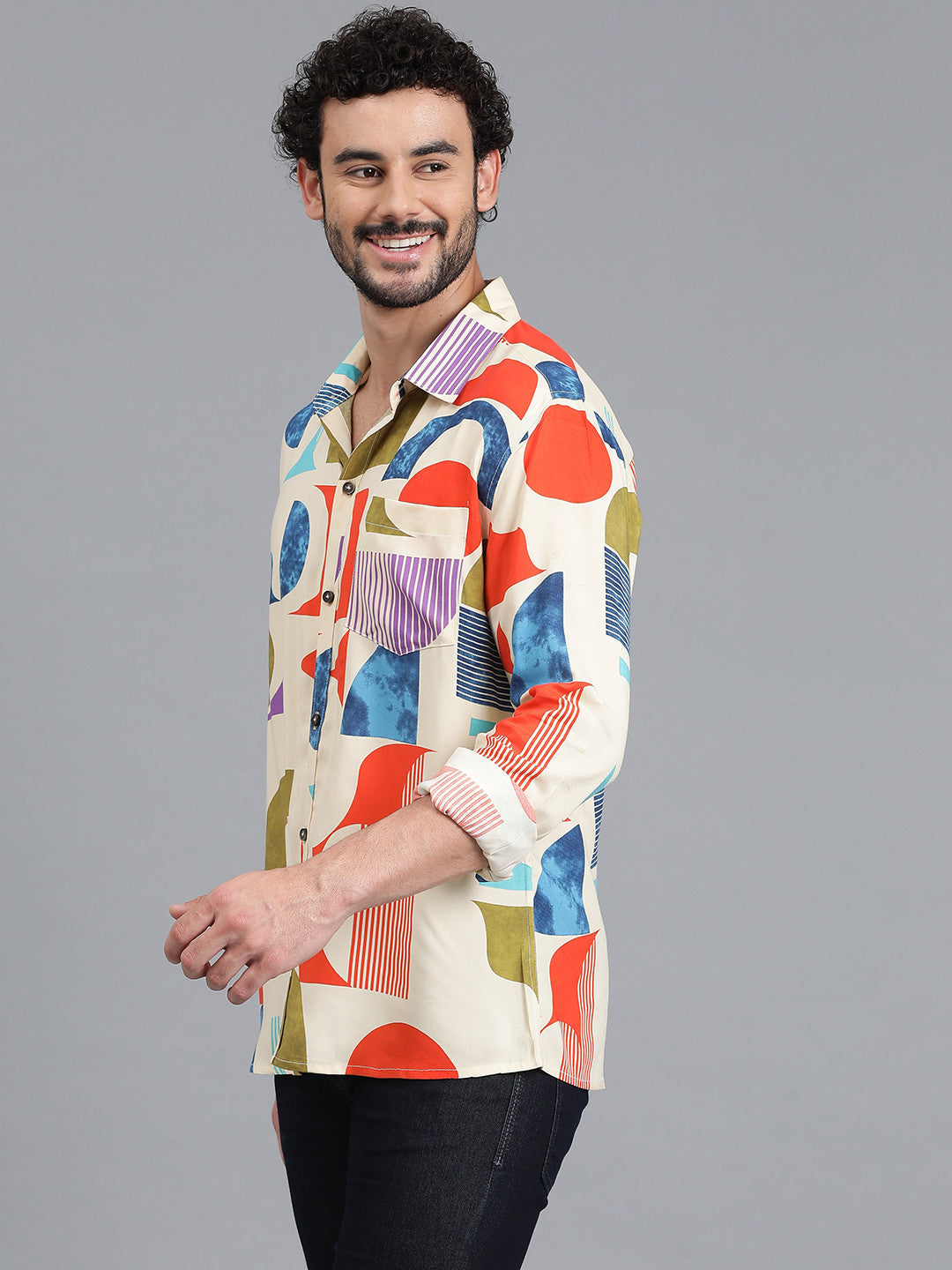 KOTTY Men Printed Casual Multicolor Shirt 