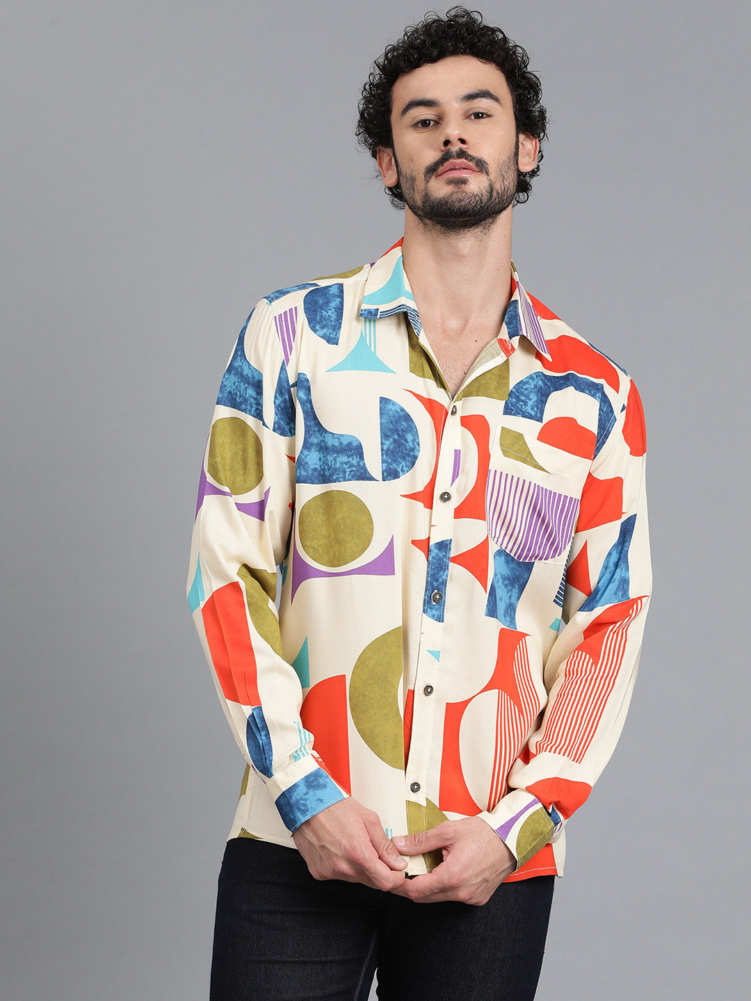 KOTTY Men Printed Casual Multicolor Shirt 