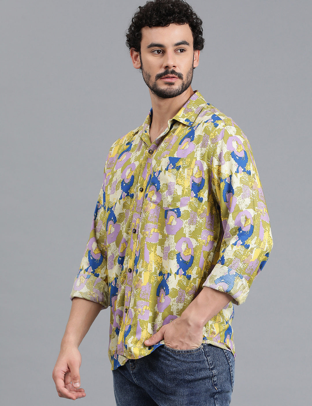 KOTTY Men Printed Casual Multicolor Shirt 