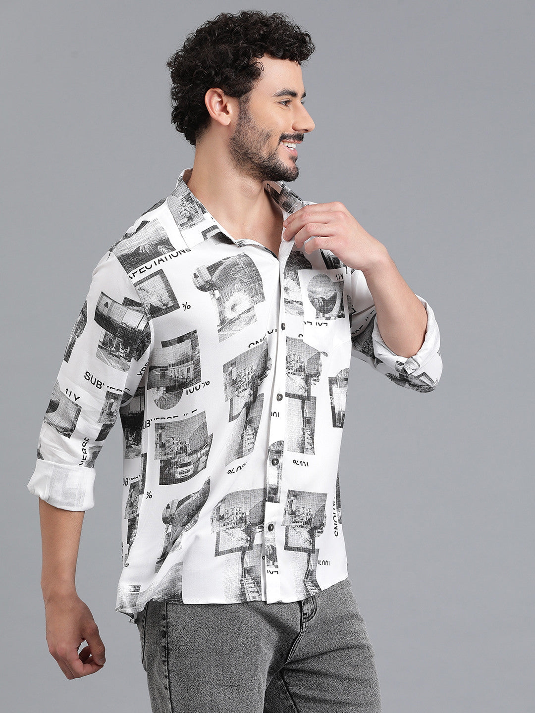 KOTTY Men Printed Casual Multicolor Shirt 