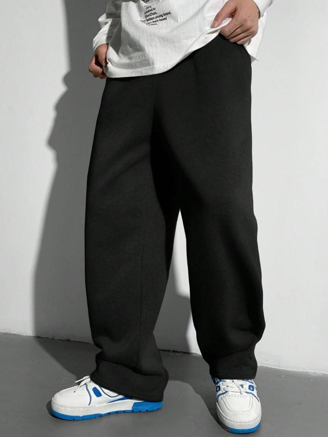 KOTTY Men‚Äôs Black Relaxed Fit Track Pants