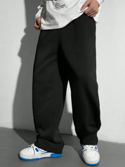 KOTTY Men‚Äôs Black Relaxed Fit Track Pants