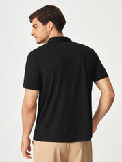 KOTTY Solid Men Polo Neck Black T-Shirt
