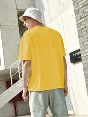 KOTTY Solid Men Round Neck Yellow T-Shirt