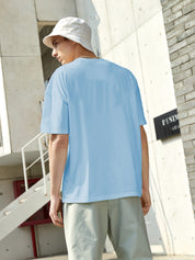 KOTTY Solid Men Round Neck Blue T-Shirt