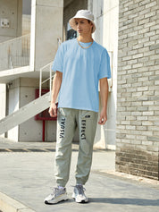 KOTTY Solid Men Round Neck Blue T-Shirt