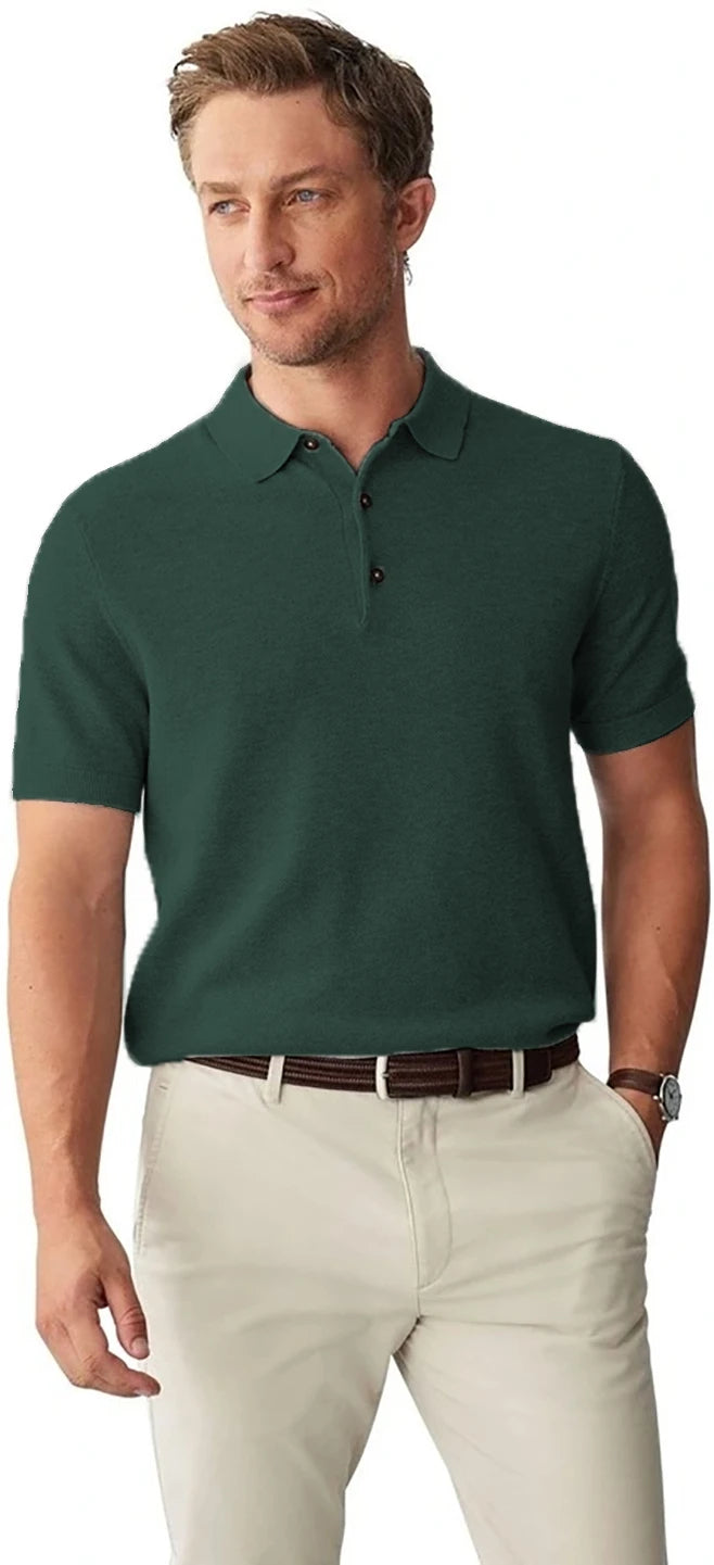 KOTTY Solid Men Polo Neck Green T-Shirt