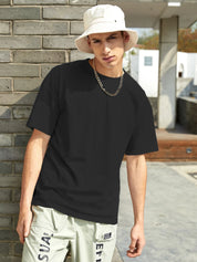KOTTY Solid Men Round Neck Black T-Shirt