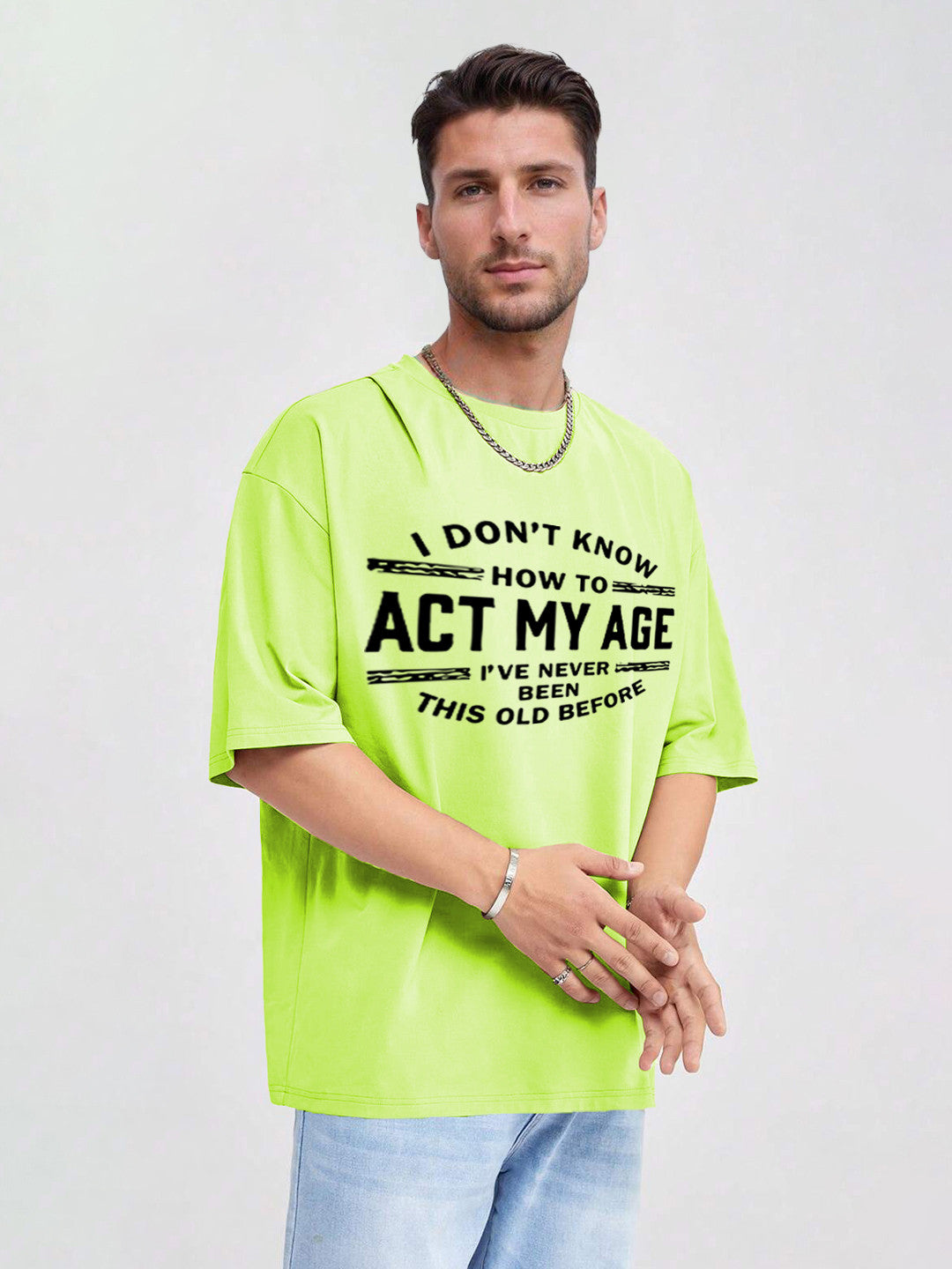 KOTTY Printed Men Round Neck Light Green T-Shirt