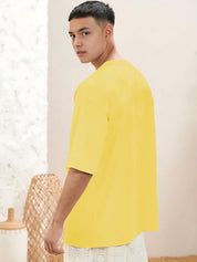 KOTTY Printed Men Round Neck Yellow T-Shirt