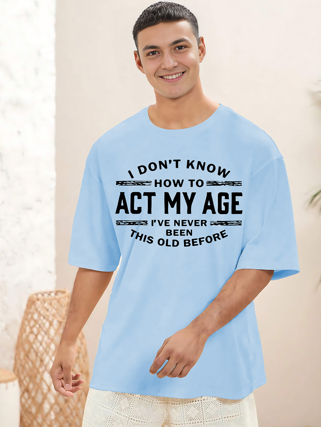 KOTTY Printed Men Round Neck Blue T-Shirt