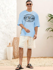 KOTTY Printed Men Round Neck Blue T-Shirt